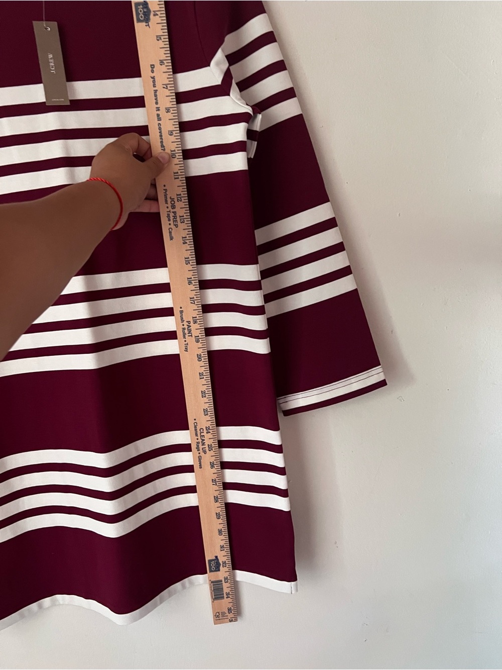 NWT J. Crew Boatneck Mini Sheath Dress Sz S Burgundy White Striped Mariner Cloth - Picture 9 of 10